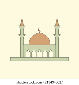 Islamic mosque building flat illustration