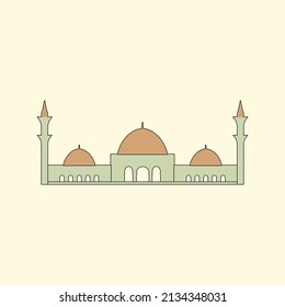 Ilustración de la construcción de una mezquita islámica