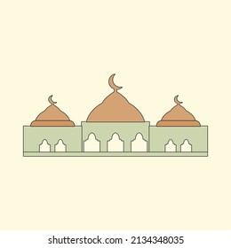 Islamic mosque building flat illustration