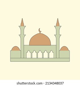 Islamic mosque building flat illustration