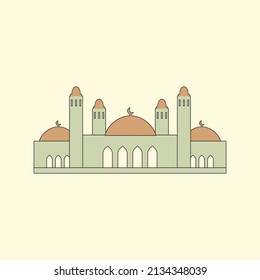 Ilustración de la construcción de una mezquita islámica