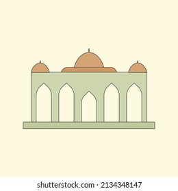 Islamic mosque building flat illustration
