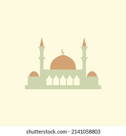 Islamic mosque building flat illustration