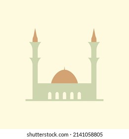Islamic mosque building flat illustration
