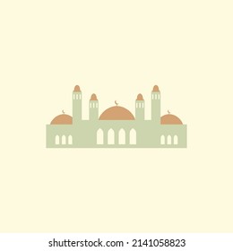 Islamic mosque building flat illustration