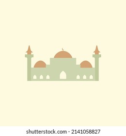 Islamic mosque building flat illustration