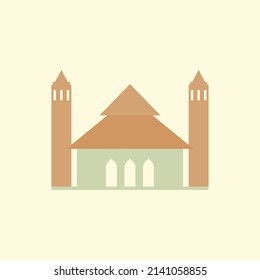 Ilustración de la construcción de una mezquita islámica