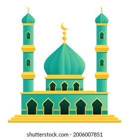 Islamic mosque building flat vector illustration suitable for map, infographics, and ramadan greeting card