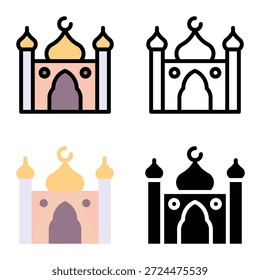 Iconos islámicos Del Edificio De La Mezquita, Convenientes Para Los App Móviles, Los App Del Web Y Los Medios Impresos. Múltiples iconos de estilo, 