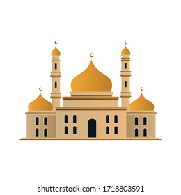 Ilustración de la mezquita islámica con cúpula. El musulmán de la cultura oriental. vectorial
