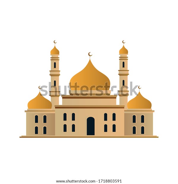 ドームを持つイスラム教のモスクの建物のイラスト 東方の画期的なイスラム教徒 ベクター画像 のベクター画像素材 ロイヤリティフリー