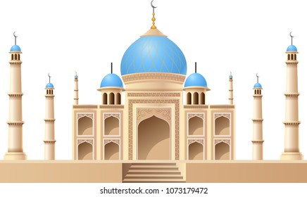 Islamic mosque building isolated on white background. Vector illustration