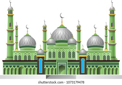 Islamic mosque building isolated on white background. Vector illustration