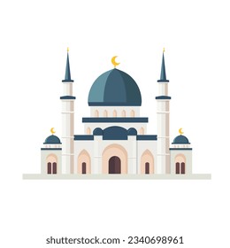 Edificio de una mezquita islámica aislado en un fondo blanco. Edificios religiosos árabes. Material vectorial