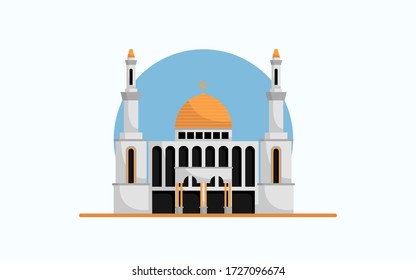 Islamic Mosque Building Landmark in Flat Style Design Illustration. Arabic Architecture. 