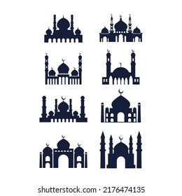 Islamic mosque building silhouette vector 
