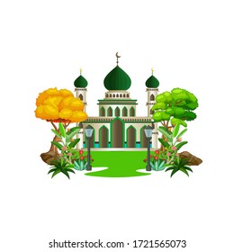 Islamic Mosque Cartoon With Trees