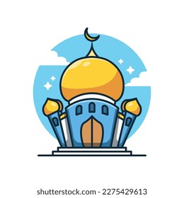Islamic Mosque Cartoon Vector Illustration