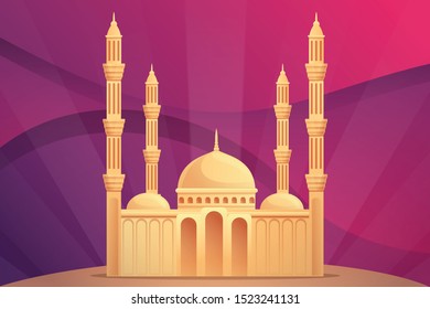 Islamic mosque concept background. Cartoon illustration of islamic mosque vector concept background for web design