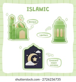 Mesquita Islâmica e Lua Crescente