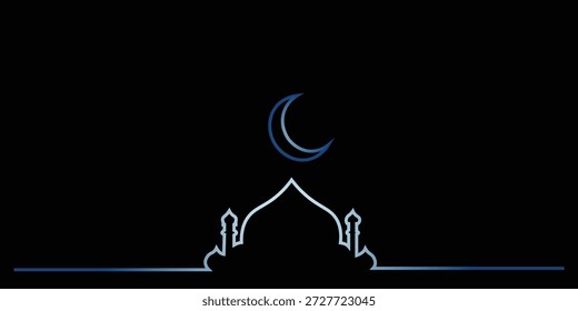  Mesquita islâmica Crescent Moon Ramadan Eid Outline Fundo isolado