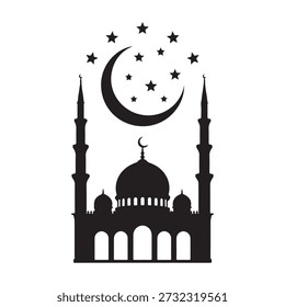 Mesquita Islâmica com Lua Crescente Ramadã Vetor