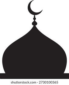 Cúpula da Mesquita Islâmica com Ilustração do Vetor da Lua Crescente