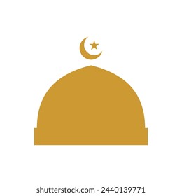 Islamic Mosque Dome with Gold Color - Solid Icon Design - Editable Vector : Suitable for Islamic Theme and Other Graphic Related Assets.