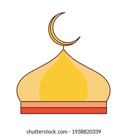 islamic mosque dome with moon