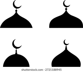 La mezquita islámica domos con lunas de media luna, un simple conjunto de Ilustración vectorial