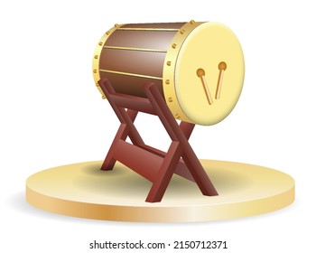 islamic mosque drum (bedug) or  realistic happy ied mubarak banner or islamic ramadan kareem or lebaran (islamic greeting ied). eps vector