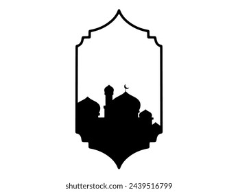 Mezquita islámica Eid Al Adha Marco de silueta de fondo