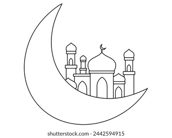 Islamic Mosque Eid Al Adha Line Art Background
