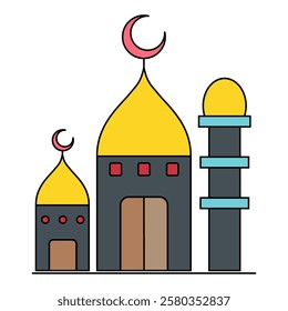 Islamic mosque icon, arabic faith culture design, flat web isolated vector illustration .