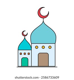 Islamic mosque icon, arabic faith culture design, flat web isolated vector illustration .