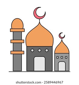 Islamic mosque icon, arabic faith culture design, flat web isolated vector illustration .