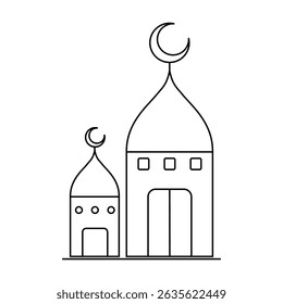 Ícone da mesquita islâmica, projeto cultural da fé árabe, ilustração vetorial isolada na web plana .