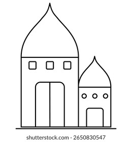 Ícone da mesquita islâmica, projeto cultural da fé árabe, ilustração vetorial isolada na web plana .