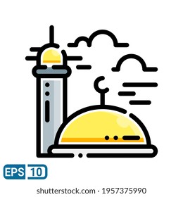 Islamic mosque icon in filled line style isolated on white background. vector illustration from religion collection. EPS 10