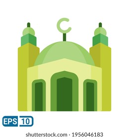 Islamic mosque icon in flat style isolated on white background. vector illustration from religion collection. EPS 10