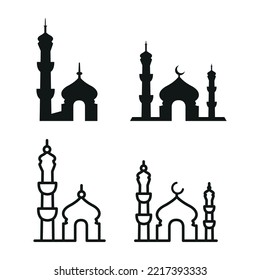 Islamic Mosque Icon In Flat Style Vector Illustration. Religion, Prayer, Islam, Muslim Symbols