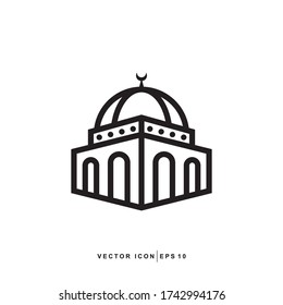 Islamic mosque Icon - Outline Black Icon thin Modern Design Style, Flat Line Stroke Vector Symbol