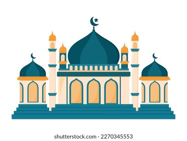 Symbol der islamischen Moschee Clipart-Art Cartoon animierte Vektorgrafik-Design für Rmadan, eid al fitr, al adha, isra mi'raj, muharram