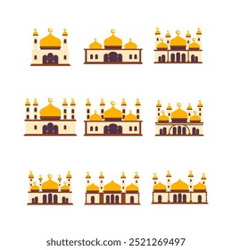 Islamic mosque icon symbol Flat style. collection of isolated cartoon illustrations