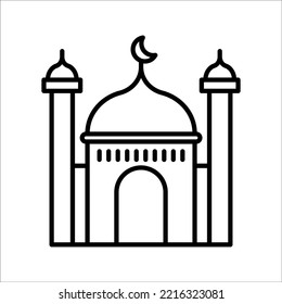 islamic mosque icon Thin linear Islamic mosque outline icon isolated on white background from religious collection. Line vector sign, symbol for web and mobile, eps 10.