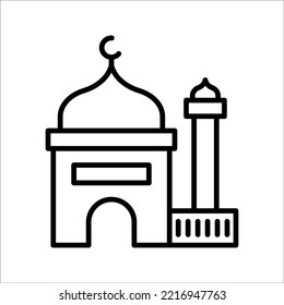 islamic mosque icon Thin linear Islamic mosque outline icon isolated on white background from religious collection. Line vector sign, symbol for web and mobile, eps 10.