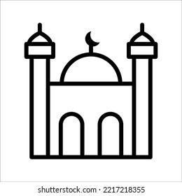 islamic mosque icon Thin linear Islamic mosque outline icon isolated on white background from religious collection. Line vector sign, symbol for web and mobile, eps 10.