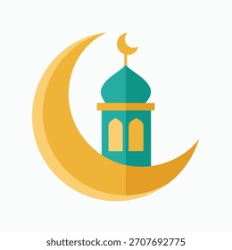Islamic Mosque Illustration and Crescent Moon Art Collection