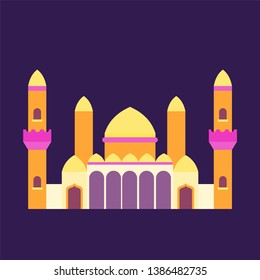 islamic mosque isolated flat design with pastel colorful,vector illustration mosque for ramadan kareem and eid mubarak