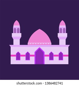 islamic mosque isolated flat design with pastel colorful,vector illustration mosque for ramadan kareem and eid mubarak